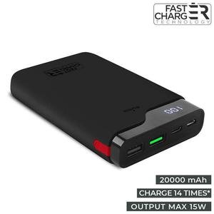 PURO Extra Power Type-C - Power Bank 20000 mAh 15 W + wywietlacz LED (czarny)