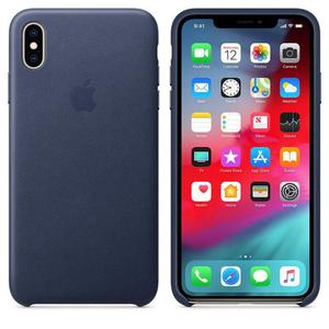 Apple Leather Case - Skrzane etui do iPhone Xs Max (nocny bkit) - 2859481326