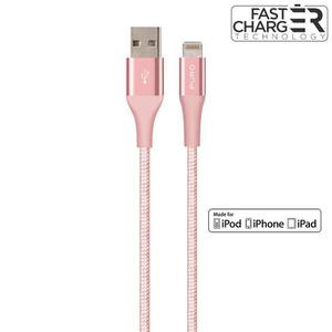 PURO Fabric K2 - Kabel poczeniowy USB zcze Lightning MFi 1.2 m (Rose Gold) - 2859481420