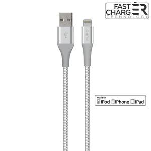 PURO Fabric K2 - Kabel poczeniowy USB zcze Lightning MFi 1.2m (KEVLAR) Silver - 2859481421