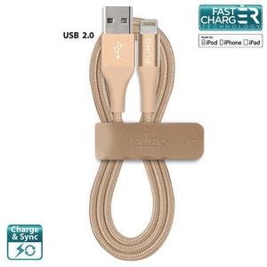 PURO Braided Cable - Kabel MFi Lightning + klips + Aluminum Connector 1m (zoty) - 2859481423