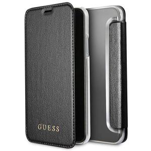 Guess Iridescent Book - Etui zamykane iPhone Xs / X z kieszeniami na karty (czarny) - 2859481565