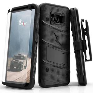 Zizo Bolt Cover - Pancerne etui Samsung Galaxy S8 ze szkem na ekran + podstawka i uchwyt do paska (czarne) - 2859481811