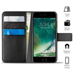 PURO Booklet Wallet - Etui iPhone 8 / 7 / 6s z kieszeniami na karty + stand up (czarny) - 2859482002