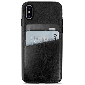 PURO Shine Pocket - Etui iPhone X z doklejan kieszeni na karty (czarny) - 2859482005