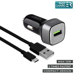 PURO Car Fast Charger adowarka samochodowa z kablem micro USB 1m (czarny) - 2859482014