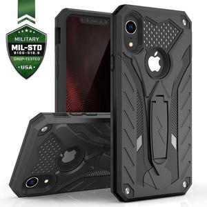 Zizo Static Cover - Pancerne etui iPhone XR z podstawk (czarne) - 2859482143