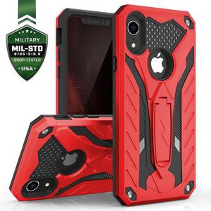 Zizo Static Cover - Pancerne etui iPhone XR z podstawk (czerwone) - 2859482145