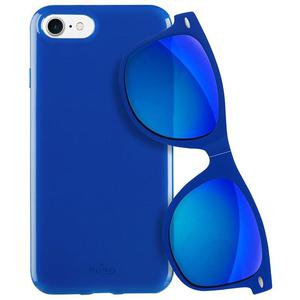 PURO Sunny Kit - Zestaw etui iPhone 8 / 7 + okulary przeciwsoneczne (niebieski) - 2859482326