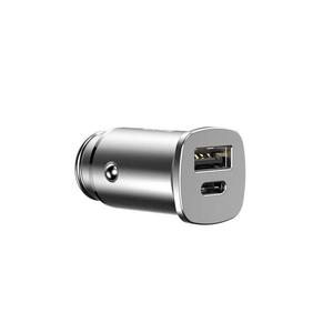 Baseus Square - adowarka samochodowa USB-A QC 4.0 + USB-C PD 3.0 30 W (srebrny) - 2859483269