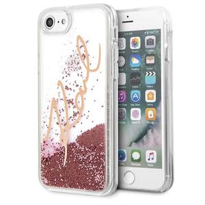 Karl Lagerfeld Signature Liquid Glitter Etui iPhone 8 / 7 (Pink/Gold) - 2859483557