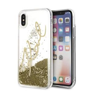 Karl Lagerfeld Signature Liquid Glitter Etui do iPhone Xs / X (Gold Glitter) - 2859483585