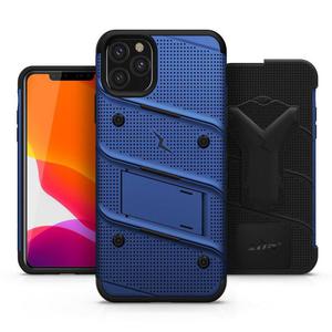 Zizo Bolt Cover Pancerne etui iPhone 11 Pro Max ze szkem na ekran + podstawka i uchwyt do paska (niebieskie) - 2859484071