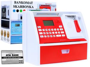 Bankomat z kart Skarbonka dla dzieci 3+ czerwony Interaktywne funkcje + Tryb oszczdzania - 2877828220