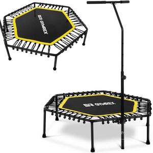 Trampolina fitness do wicze z regulowanym uchwytem 124 cm czarno-ta - 2877829915