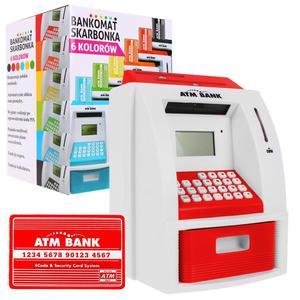 Bankomat skarbonka dla dzieci 3+ czerwony Interaktywne funkcje + Karta bankomatowa - 2877828193