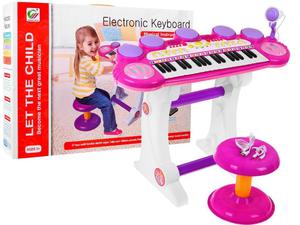 Rowy zestaw muzyczny Keyboard + Werble + Mikrofon dla dzieci 3+ wiata + Dwiki 3 oktawy - 2877828494