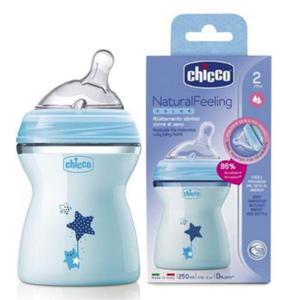 Chicco Butelka Plastikowa NaturalFeeling 2m+ 250 ml Niebieska 5019 - 2861671370