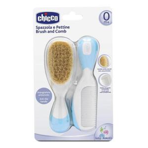 Chicco Szczotka Z Naturalnego Wosia + Grzebyk Niebieska 0m+ 1933 - 2861672082