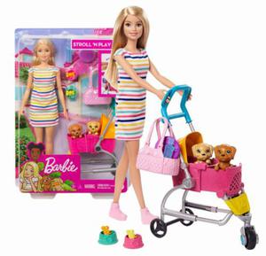 Mattel Barbie Spacerwka Z Pieskami Lalka Zestaw GHV92 - 2868957513