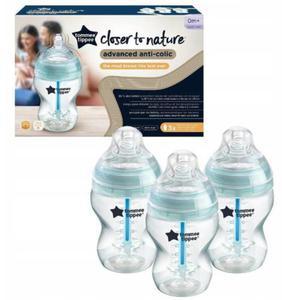 Tommee Tippee Zestaw 3x Butelka Antykolkowa ADVANCED 260ml Anti-Colic Plus Z Czujnikiem Ciepa 7461 - 2870711829