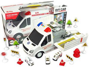 Ambulans Transportowy Parking Dwiki wiata Napd Frykcyjny Autka Akcesoria - 2874764559