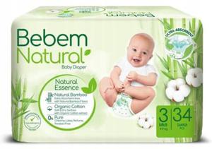 Bebem Natural Pieluszki Bambusowe Midi 3 (4-9kg) 34 szt - 2877143958