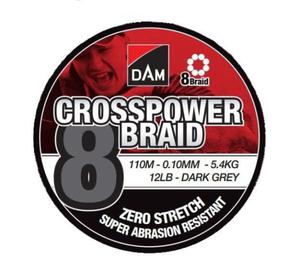 Plecionka DAM Crosspower 8-Braid 0.10MM 5,4KG/12LB/110M - Dark Grey