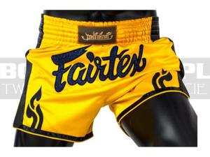 Muay-Thai - Spodenki tajskie Fairtex Yellow-Black New Styl BS1701 - 2859794208