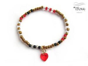 Bransoletka z koralikw w stylu boho / hippie "Red Heart" - 2861315892