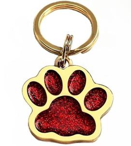 Identyfikator, adreswka dla psa, kota, czerwona APKA z brokatem STAL, grawer tradycyjny, zota, srebrna (1) - 2876586053
