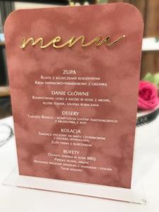 Welurowe menu weselne na st na plexi - rne warianty kolorystyczne - 2871594091