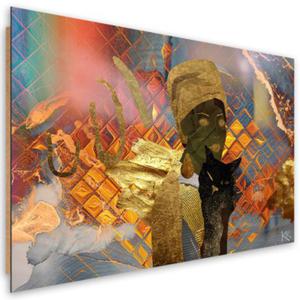 Obraz Deco Panel, Afrykaska kobieta i czarny kot - 90x60 - 2873864572