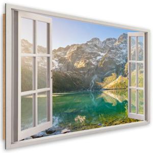 Obraz Deco Panel, Okno Jezioro w grach Natura - 90x60 - 2873864844