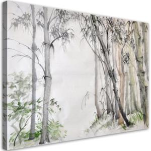Obraz na ptnie, Las szarych drzew malowany - 100x70 - 2873865102