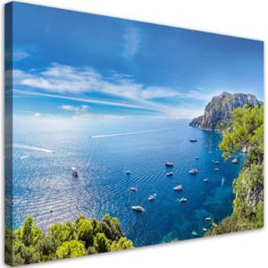 Obraz na ptnie, Panorama wyspy Morze Statki - 60x40 - 2873865187