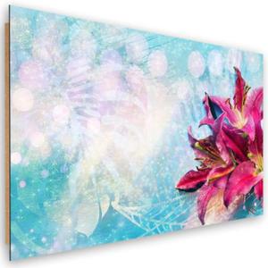 Obraz Deco Panel, Rowe kwiaty na niebieskim tle - 90x60 - 2873866032