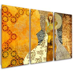 Obraz trzyczciowy Deco Panel, Kobieta na ozdobnym tle - 120x80 - 2873866201