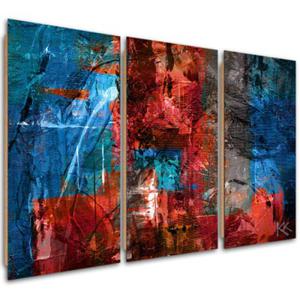 Obraz trzyczciowy Deco Panel, Czerwona abstrakcja rcznie malowana - 150x100 - 2873866330