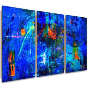 Obraz trzyczciowy Deco Panel, Niebieska abstrakcja rcznie malowana - 120x80 - 2873866345