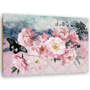 Obraz Deco Panel, Rowe kwiaty i czarny motyl - 60x40 - 2873866631