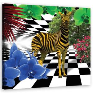 Obraz na ptnie, Kolorowa zebra natura zwierzta - 60x60 - 2873867714
