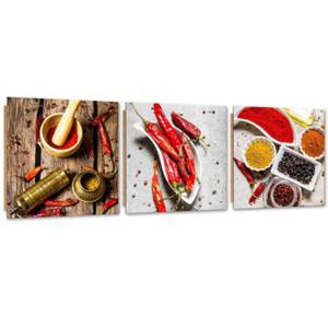 Zestaw obrazw Deco Panel, Ostre przyprawy z papryczki chili - 90x30 - 2869650303