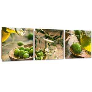 Zestaw obrazw Deco Panel, Oliwa i zielone oliwki - 150x50 - 2869650344