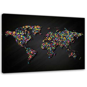 Obraz na płótnie, Mapa świata z kolorowymi kropkami - 60x40 - 2869650564