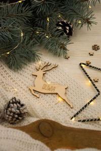 Drewniana winietka witeczna na Boe Narodzenie - Renifer - 2868433298