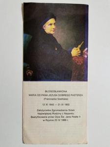 BROSZURA. BOGOSAWIONA MARIA OD PANA JEZUSA DOBREGO PASTERZA (FRANCISZKA SIEDLISKA) - 2869195341