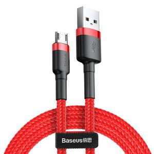 Wytrzymay elastyczny kabel przewd USB microUSB QC3.0 2.4A 1M czerwony - 2877599539
