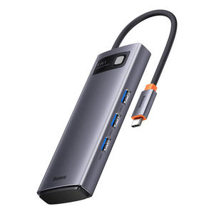 Stacja dokujca HUB 6w1 USB-C 3xUSB 3.2 1xPower Delivery czytnik kart SD 1 x czytnik kart TF szary - 2877599709