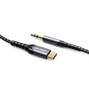 Kabel audio stereo AUX 3.5mm mini jack - USB-C do telefonu tabletu 2m czarny - 2877600457